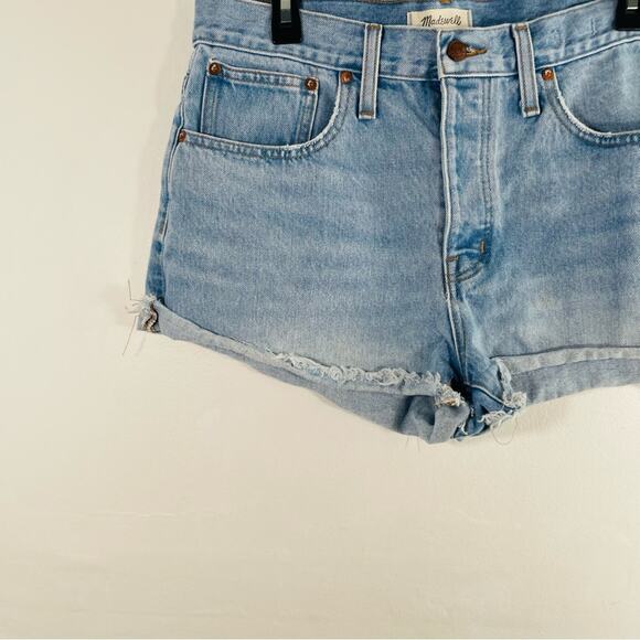 Madewell Light Wash High Rise Relaxed Denim Shorts Raw Hem 29 - Picture 2 of 11